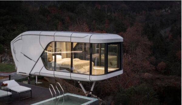 Secure 20 40ft Luxury Eco-friendly Prefabricated Pod House Outdoor Capsule House for Office Secure Apple Pod Container Houses